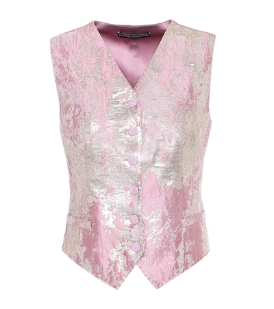Dolce & Gabbana Silk-blend Jacquard Vest In Pink