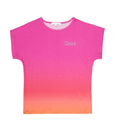 Chloé Kids' 扎染棉质t恤 In Pink