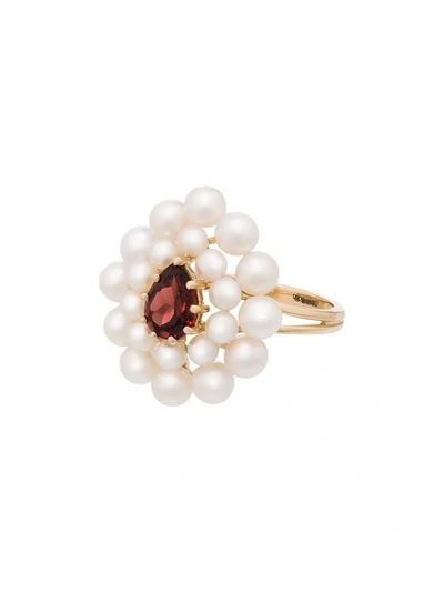 Anissa Kermiche 14k Yellow Gold Cotillon Pearl Garnet Ring