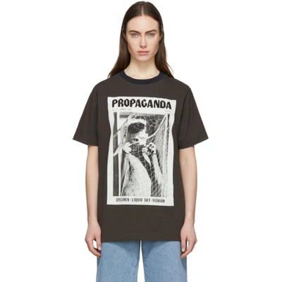 Acne Studios Erice Propaganda Magazine-print Cotton T-shirt In Faded Black