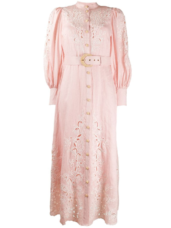 pink linen shirt dress