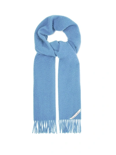Acne Studios Holmes Logo-label Brushed Wool-twill Scarf In Blue