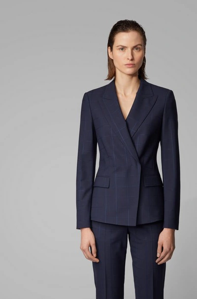 Hugo Boss - Regular Fit Jacket In An Oversize Check Wool Blend - Patterned