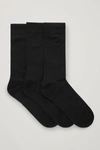 Cos 3-pack Mercerised Cotton Socks In Black
