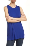 Eileen Fisher Lightweight Viscose Jersey Long Tank In Royal