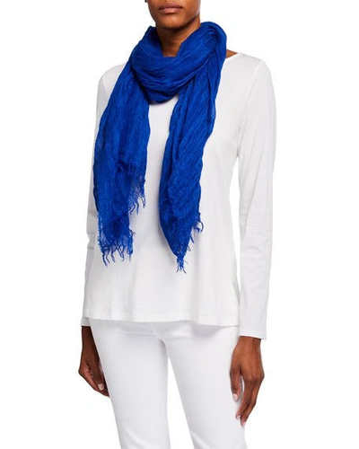Eileen Fisher Solid Organic Linen/lyocell Textured Scarf In Royal