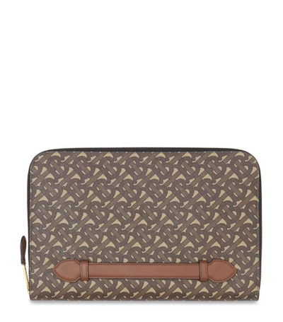 Burberry Monogram E-canvas And Leather Zip-around Pouch