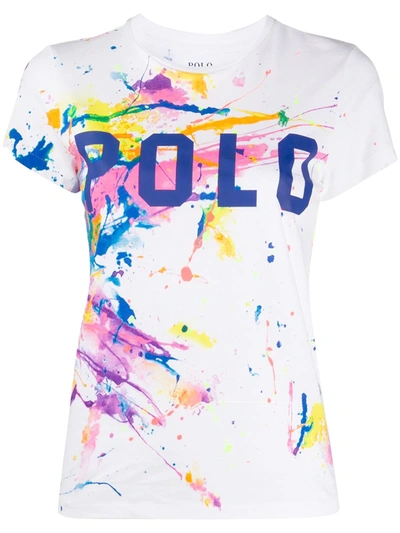 Polo Ralph Lauren Splatter-print Logo Cotton-jersey T-shirt In Paint Splatter