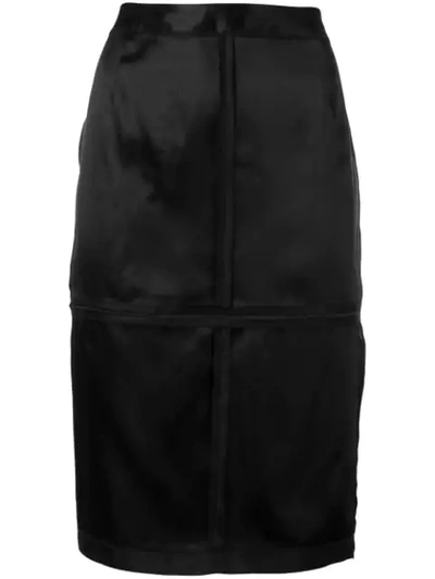 Mm6 Maison Margiela Zip-detailed Satin-twill Skirt In Black