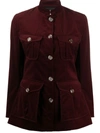 Temperley London Esmeralda Button-detailed Cotton-velvet Jacket In Burgundy