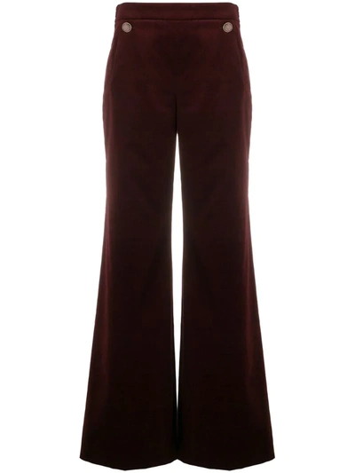 Temperley London Esmeralda Cotton-velvet Wide-leg Pants In Burgundy