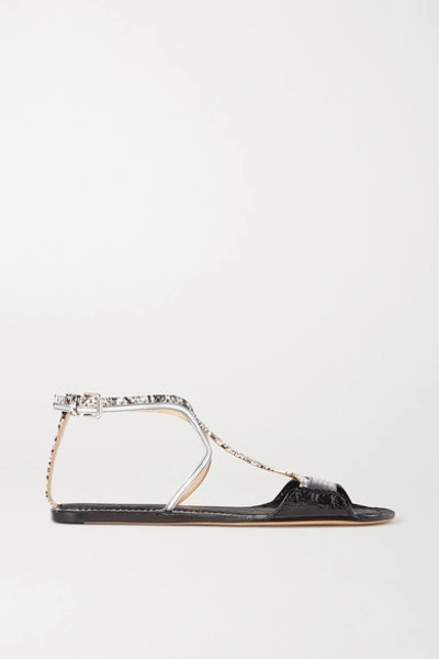 Chloé Carla Paneled Leather Sandals In Black