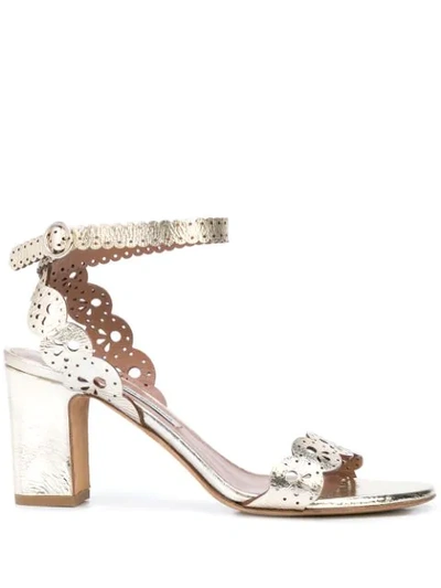 Tabitha Simmons Bobbin Laser-cut Metallic Leather Sandals In Champagne