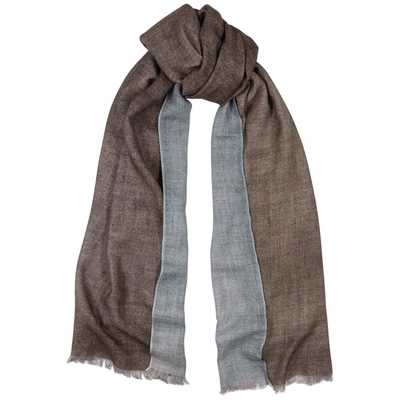 Ama Pure Light Grey Wool Scarf In Brown