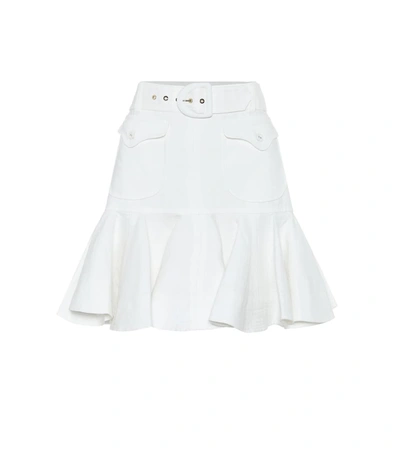 Zimmermann Super Eight Safari Linen Miniskirt In Ivory