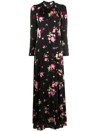 A.l.c Murray Floral-print Silk Maxi Dress In Black