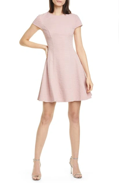 nude skater dress LMS Nude Skater Dress With Black Mesh Flower Overlay-UK12 / EU 40