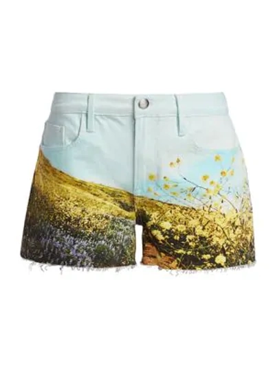 Frame Le Grand Garcon Field Denim Shorts In Flower Multi