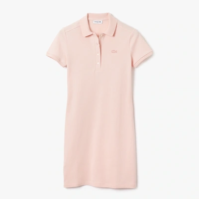 Lacoste Slim-fit Stretch Pique Polo Dress In Pink