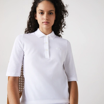 Lacoste Women's Slim Fit Supple Cotton Polo - 36 In White
