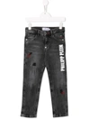 Philipp Plein Junior Kids' Jeans With A Regular Fit In Grey