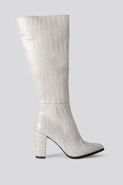 Trendyol Croco High Boots - Grey In Stone