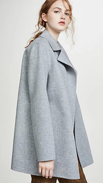 Theory Double-faced Wool & Cashmere Coat In Blue Grey