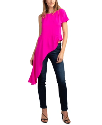 Trina Turk Cheetah 2 Asymmetrical One-sleeve Top In Trina Pink