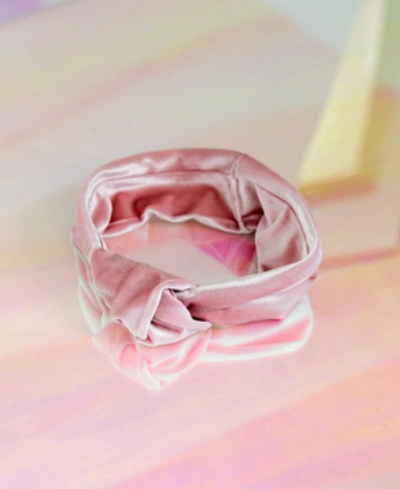 Twelvenyc Blush-pink Velvet Stretch Knot Headband In Blush Pink