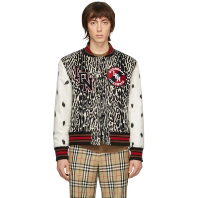 Burberry Men's Padfield Contrast-sleeve Leopard-print Bomber Jacket In Mixed
