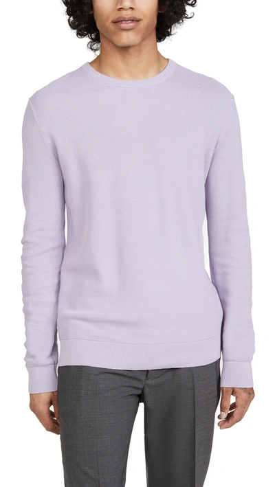 Theory Riland Pique Cotton Crewneck Sweater In Vervain