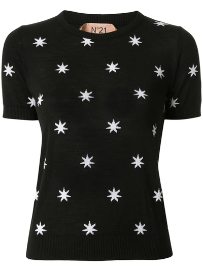 N°21 Star Print Knitted Top In Black