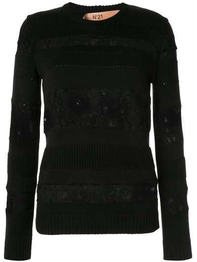 N°21 Lace Panel Jumper In Black