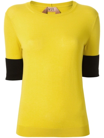 N°21 Embroidered Logo Knitted Top In Yellow