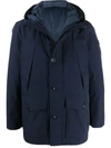 Woolrich Hooded Quilted Interior Jacket In Blue