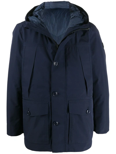 Woolrich Hooded Quilted Interior Jacket In Blue