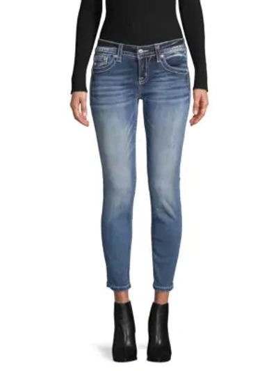 Miss Me Embroidered Ankle Jeans In Medium Blue