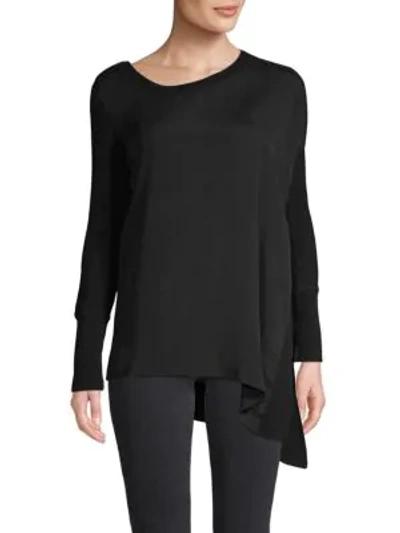 Quinn Long-sleeve Asymmetrical Top In Black