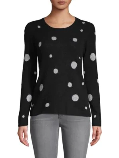 Quinn Dot-print Cashmere Jumper In Black