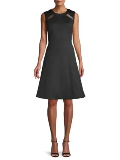 Donna Karan Mesh Sleeveless A-line Dress In Black