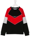 Givenchy Kids' Color Block Cotton Blend Sweatshirt In Red