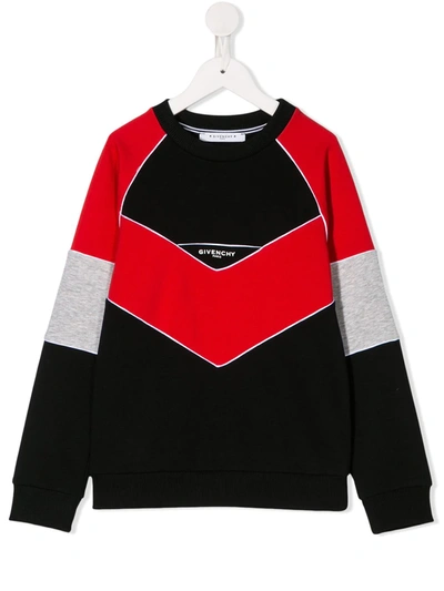 Givenchy Kids' Color Block Cotton Blend Sweatshirt In Red