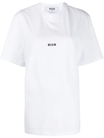 Msgm Logo Detail Cotton Jersey T-shirt In White