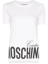 Moschino Logo Print Regular Cotton Jersey T-shirt In White,black