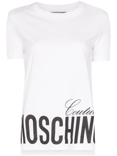 Moschino Logo Print Regular Cotton Jersey T-shirt In White | ModeSens