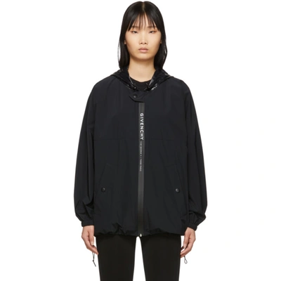 Givenchy Matt Branded Nylon Sideband Windbreaker In 001 Black