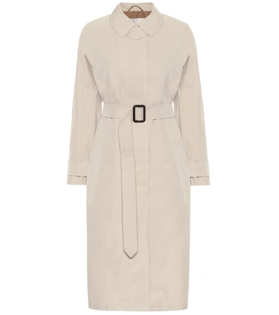 Max Mara Belted Cotton Trench Coat In Beige