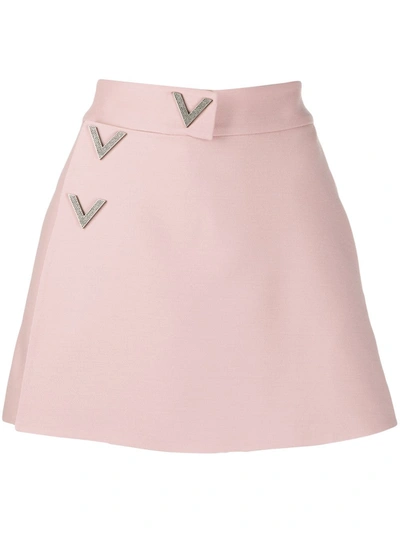 Valentino Embellished Crepe Couture Skort In Pink