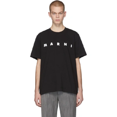Marni Logo Printed Cotton Jersey T-shirt In 00n99 Black