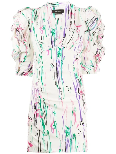Isabel Marant Farah Printed Crepe De Chine Mini Dress In Ecru